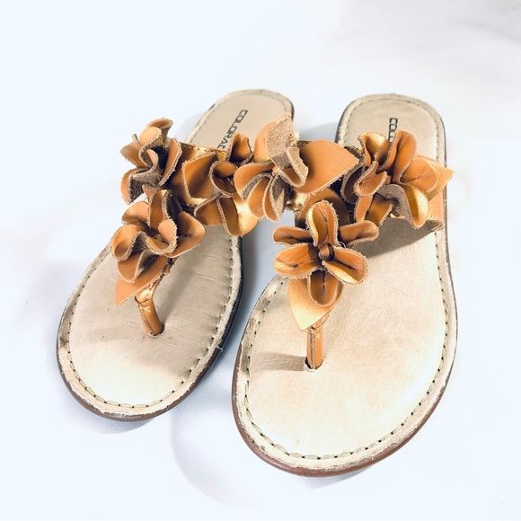 Colorado Opanka Ladies Leather Thongs Sandals Rianna Gold Metallic Size AU 7 - Picture 2 of 14